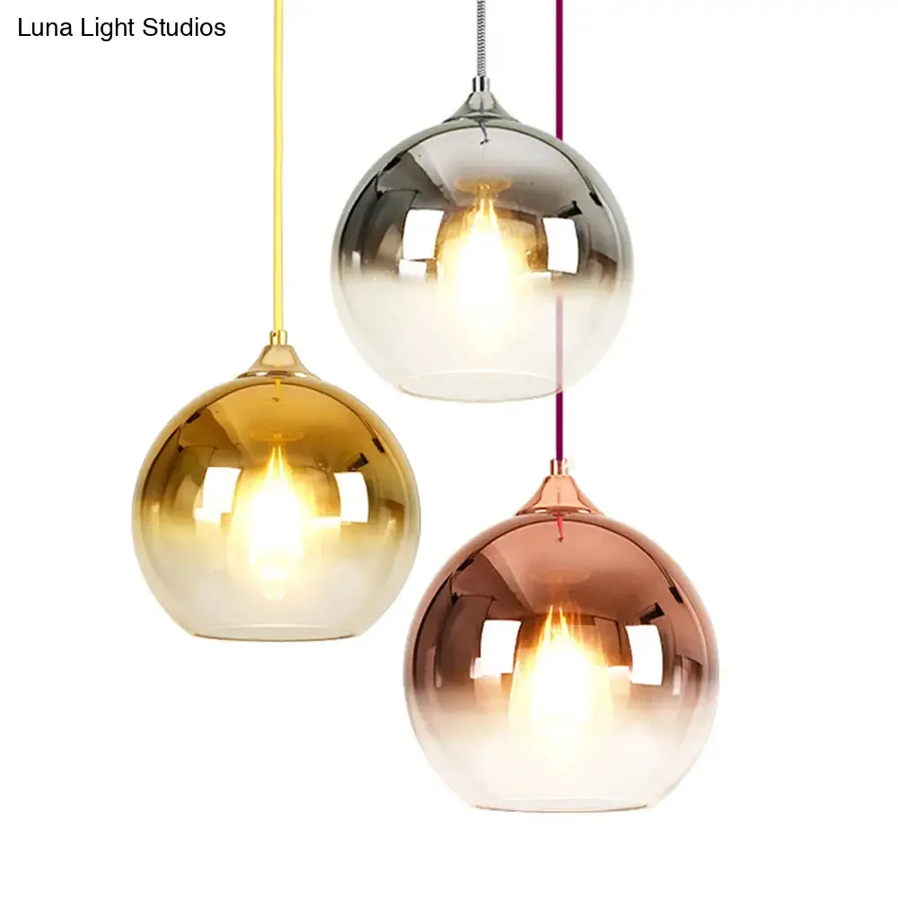 Sleek Ombre Glass Hanging Light: Stylish Nordic Pendant for Dining Room with Single Bulb