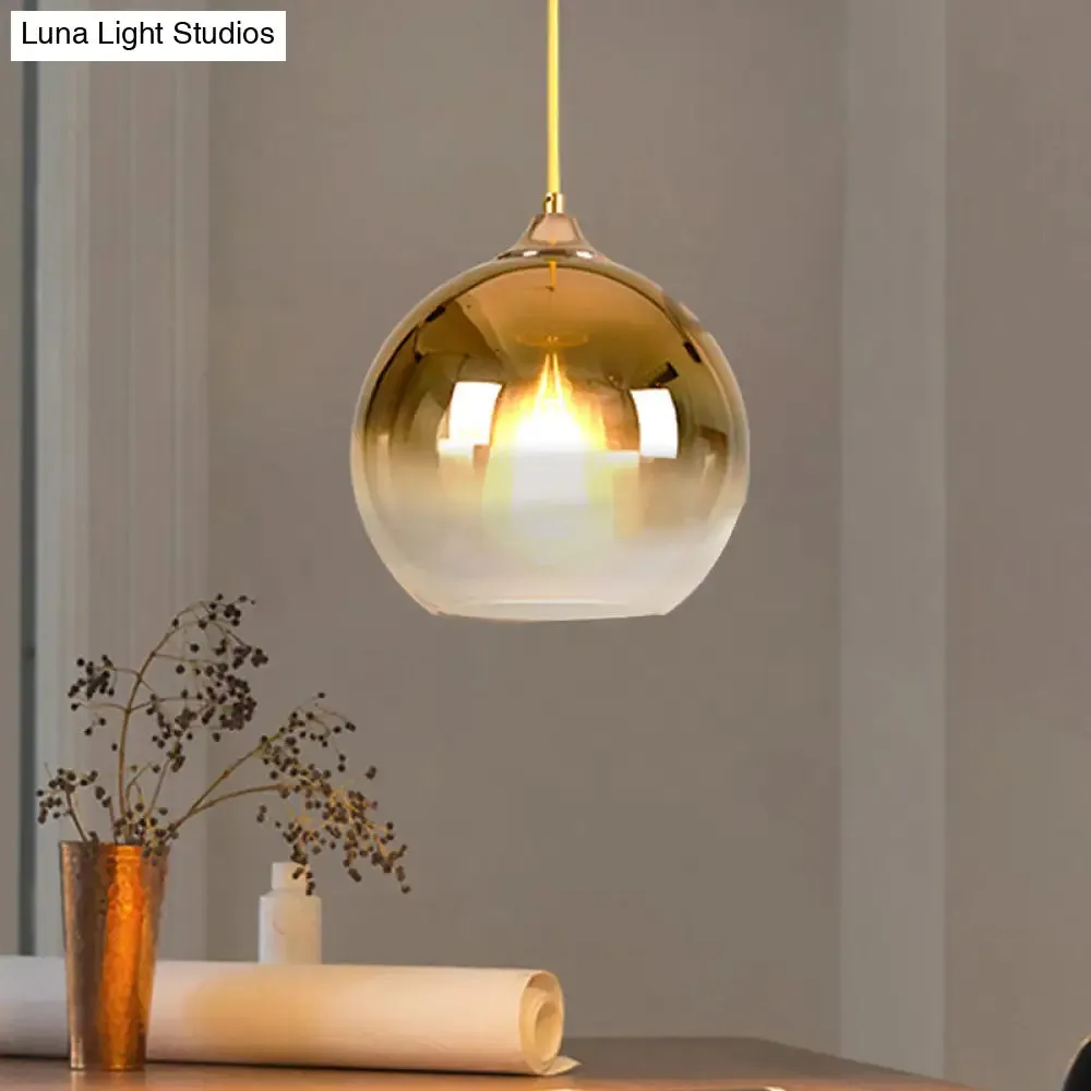 Sleek Ombre Glass Hanging Light: Stylish Nordic Pendant for Dining Room with Single Bulb