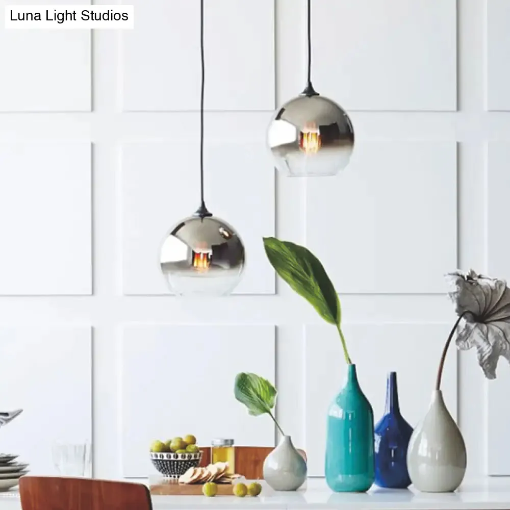 Sleek Ombre Glass Hanging Light: Stylish Nordic Pendant for Dining Room with Single Bulb