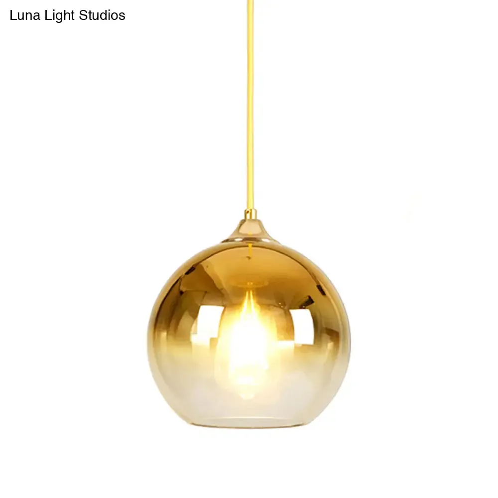 Sleek Ombre Glass Hanging Light: Stylish Nordic Pendant for Dining Room with Single Bulb