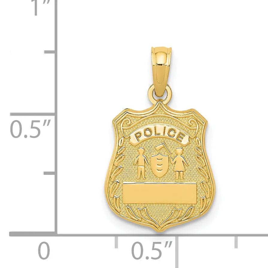 Solid 14k Yellow Gold Police Badge Pendant