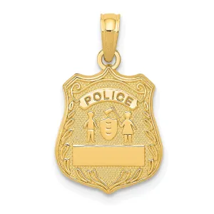 Solid 14k Yellow Gold Police Badge Pendant