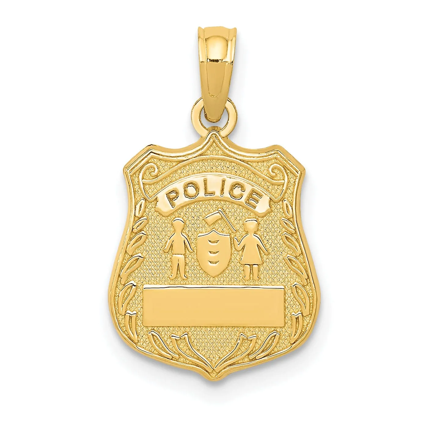 Solid 14k Yellow Gold Police Badge Pendant