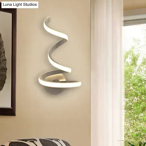 Spiral Acrylic LED Wall Sconce - Modern Single Light in Warm/White/Natural Light