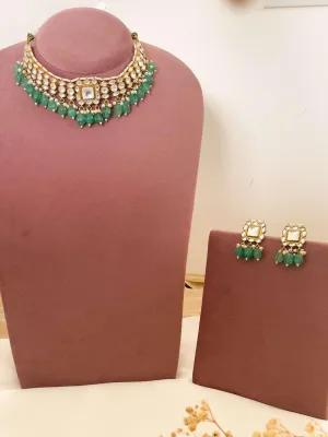 Square Pachi Kundan Necklace Set