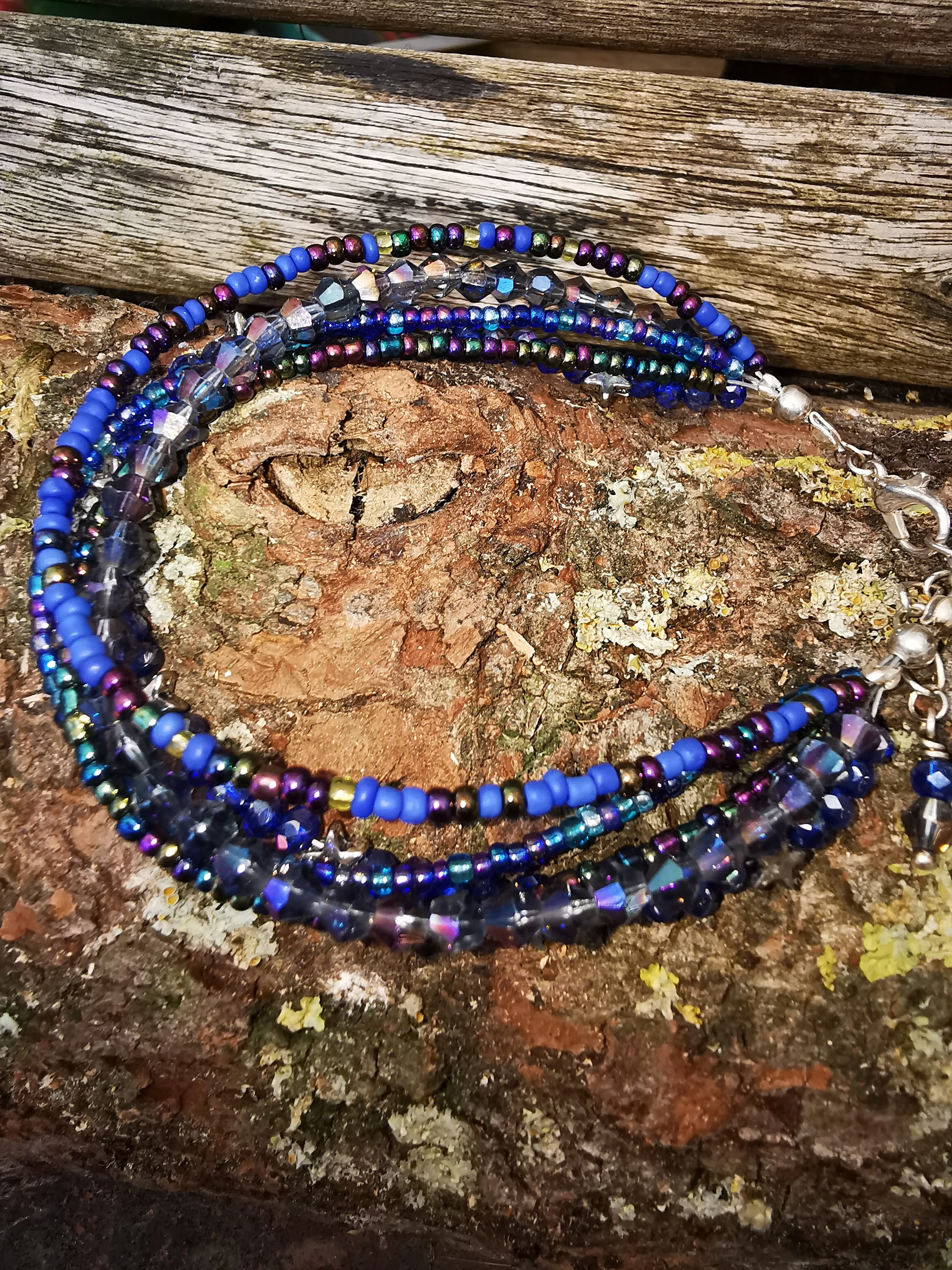 Starseed Bracelets, stranded bracelets, with glass beads crystals and Tibetan silver charms