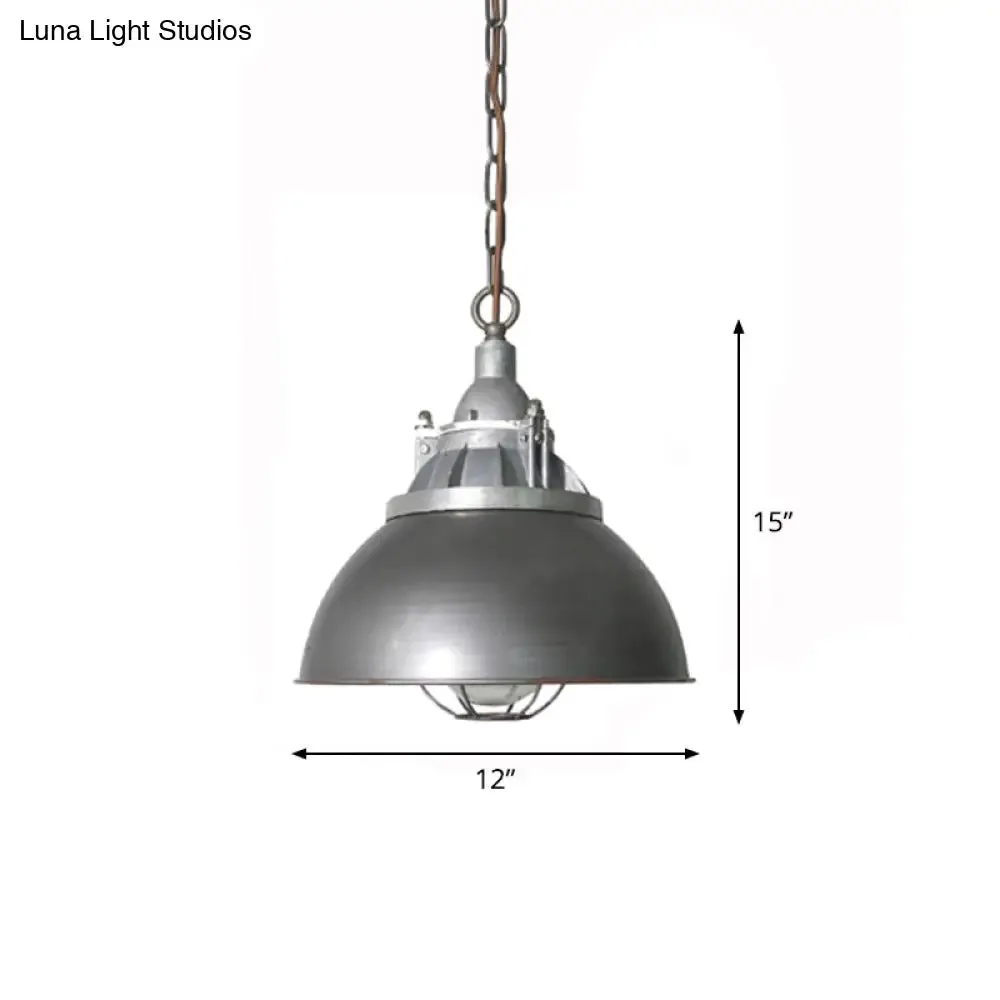 Steampunk Style Silver Cage Pendant Light with Metal Finish - Pub Ceiling Fixture, 1 Bulb