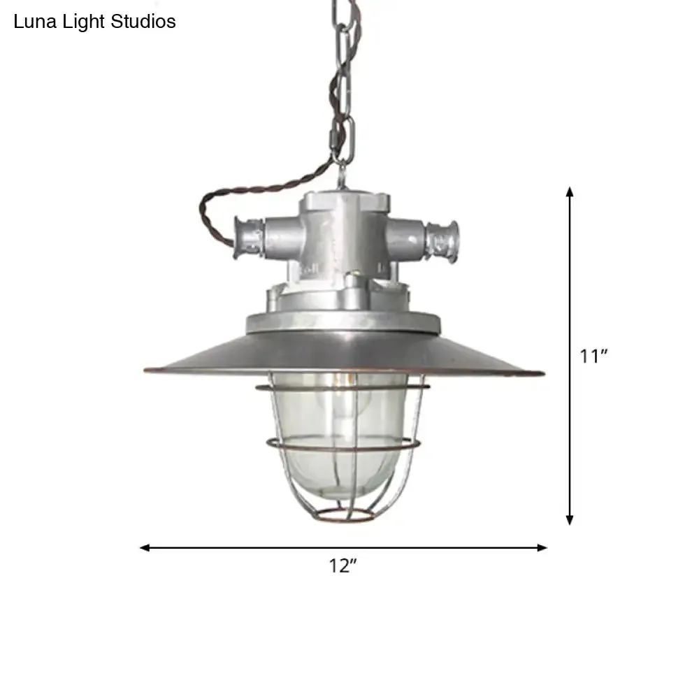 Steampunk Style Silver Cage Pendant Light with Metal Finish - Pub Ceiling Fixture, 1 Bulb