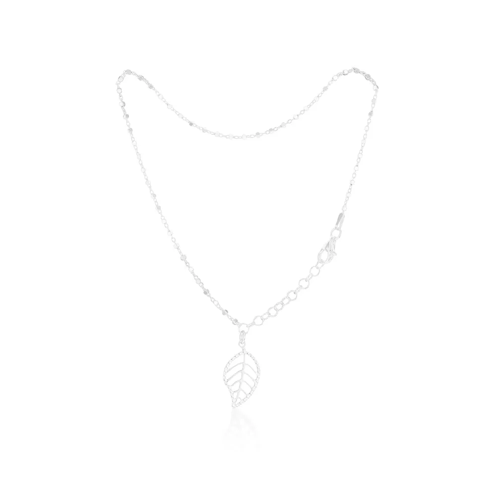 Sterling Silver 26cm Leaf Drop Anklet