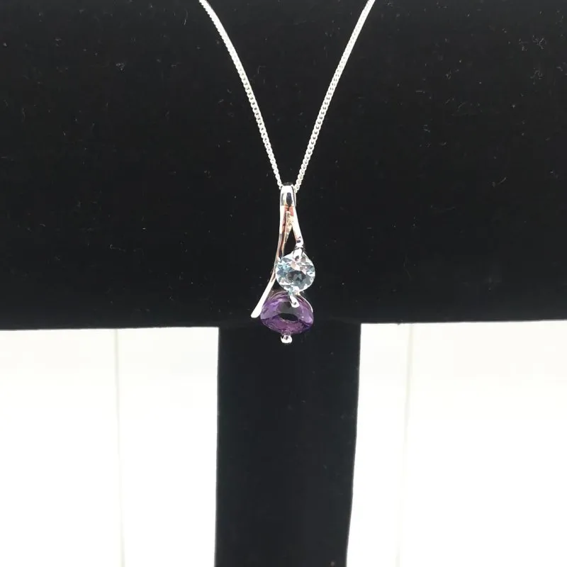 Sterling Silver Blue Topaz & Amethyst La Preciada Pendant