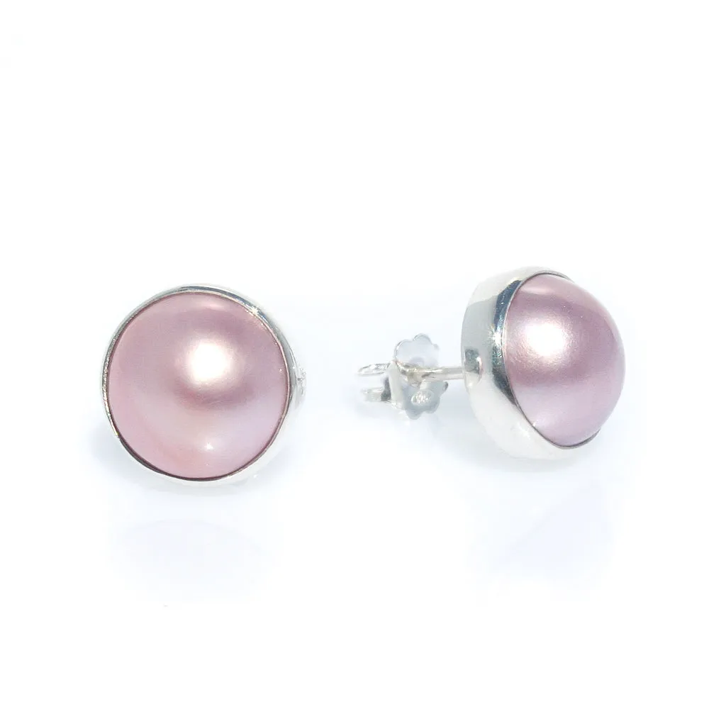 Sunset Pink Mabe Pearl Studs