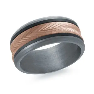 Tantalum with Carbon Fiber and 14K Rose Gold Ring from the Tantalum Collection by Malo - MRDTC-019-8BP