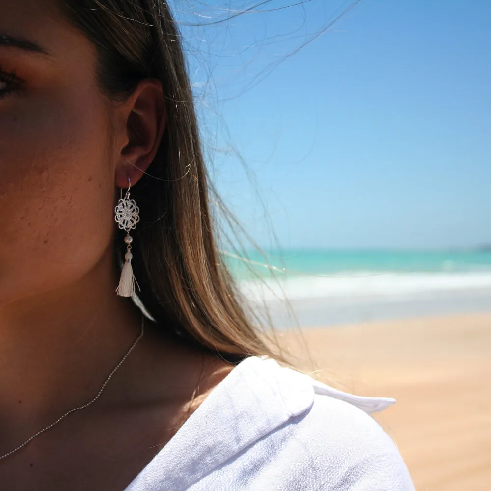 Tassel Earrings White