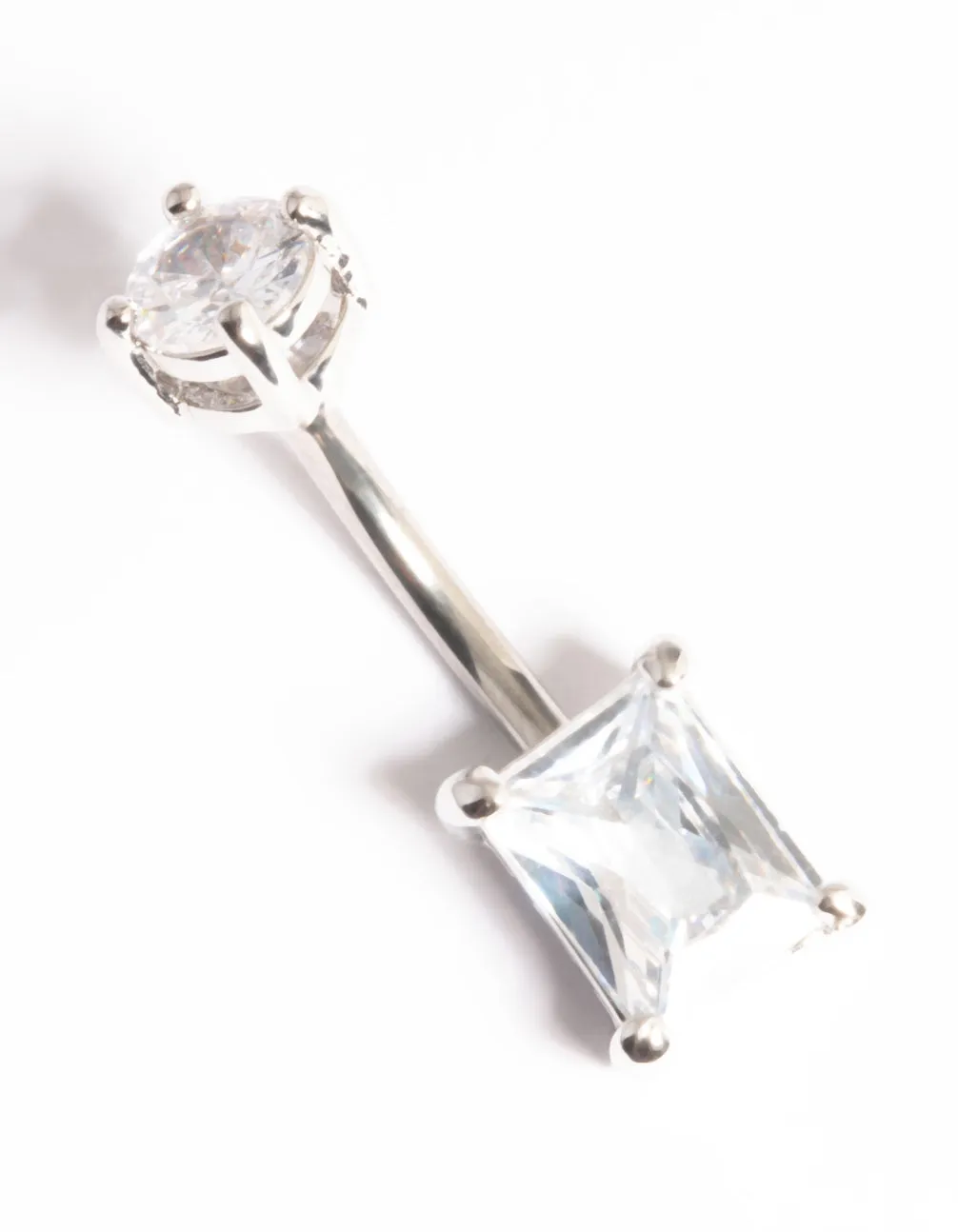 Titanium Cubic Zirconia Rectangle Belly Ring