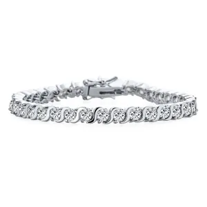 Traditional Bridal Jewelry 20 CT CZ Round Solitaire Tennis Bracelet Silver 7.5 Inch