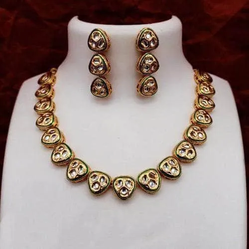 Tri Kundan Necklace And Earring Set