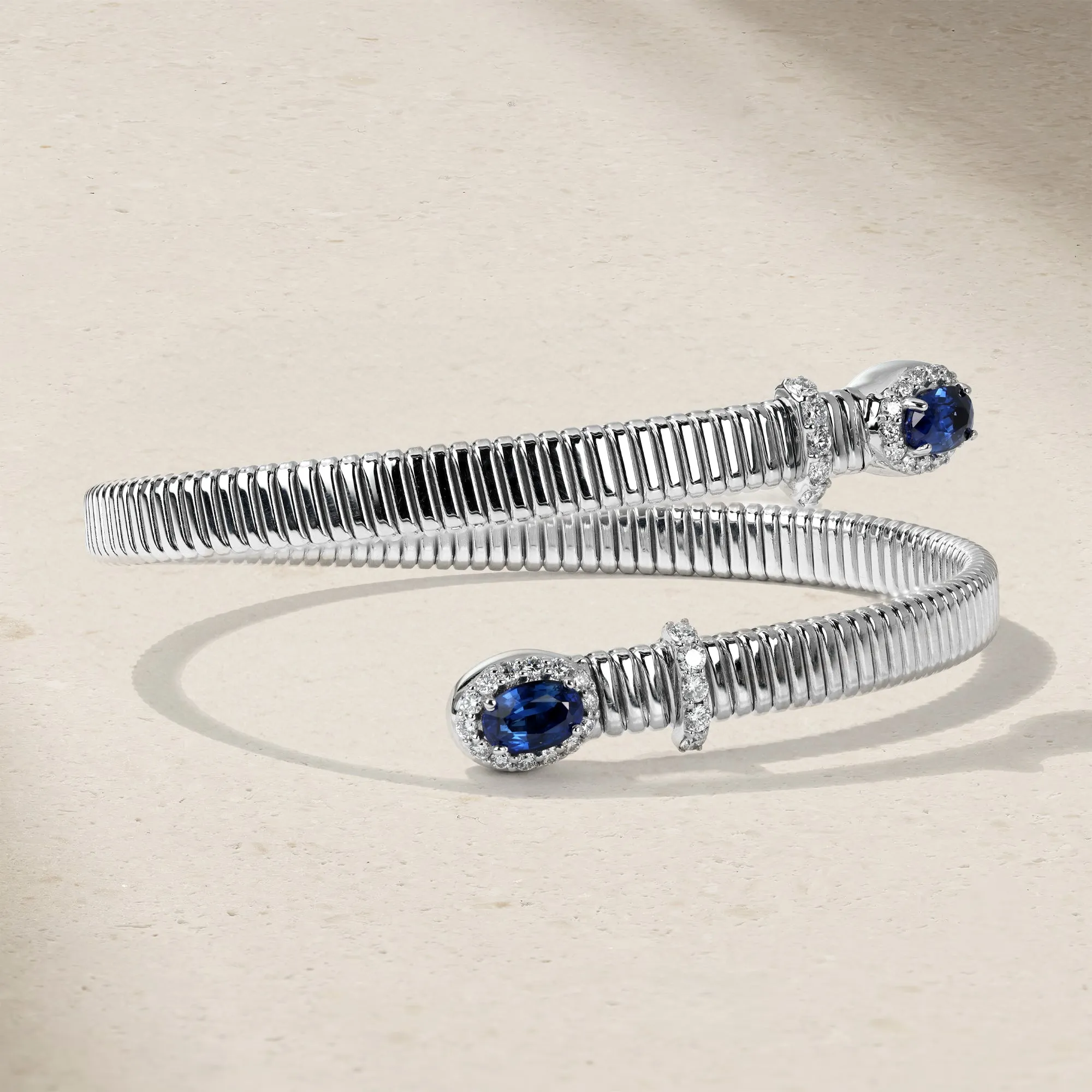 Tubogas Sapphire and Diamond Bypass Bracelet