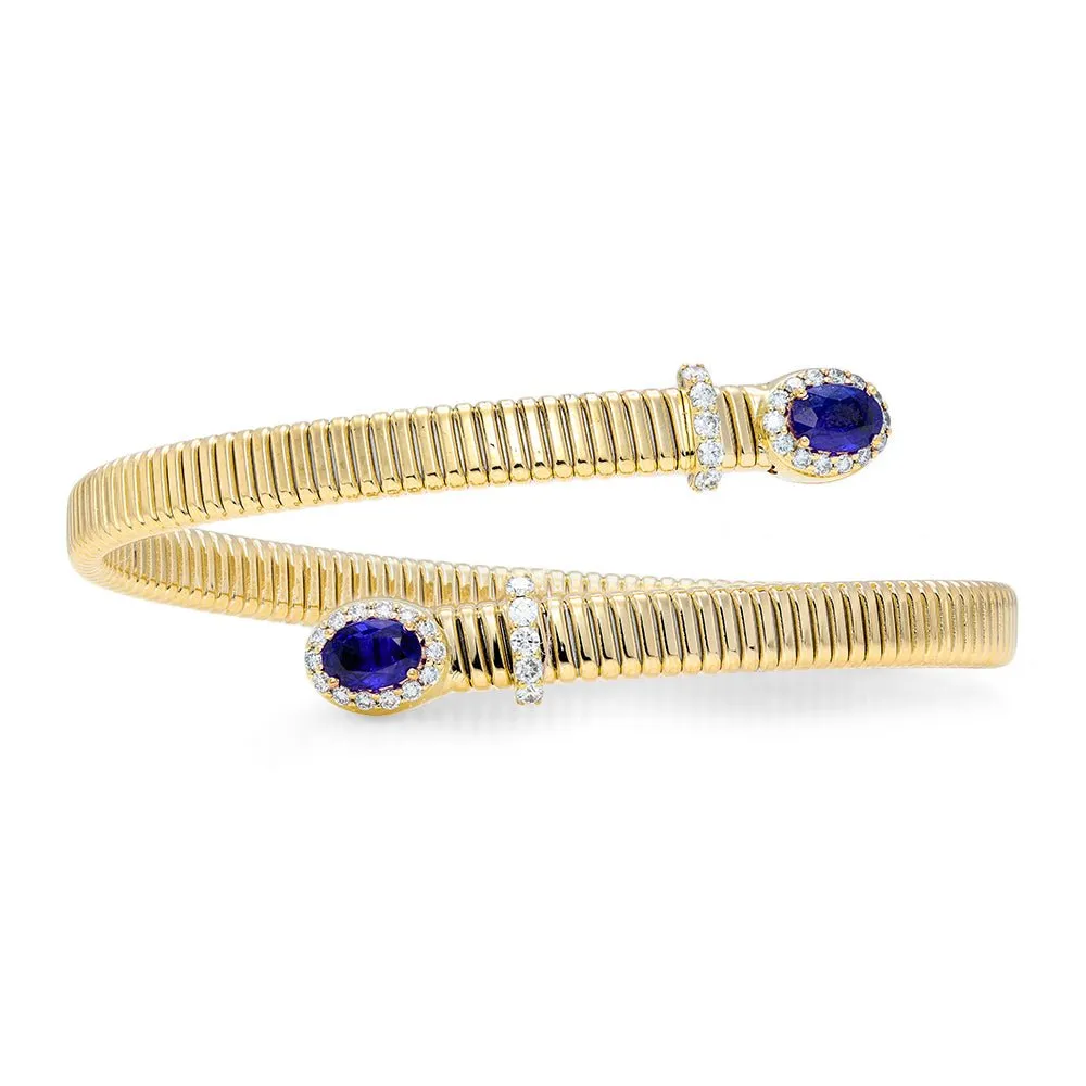 Tubogas Sapphire and Diamond Bypass Bracelet