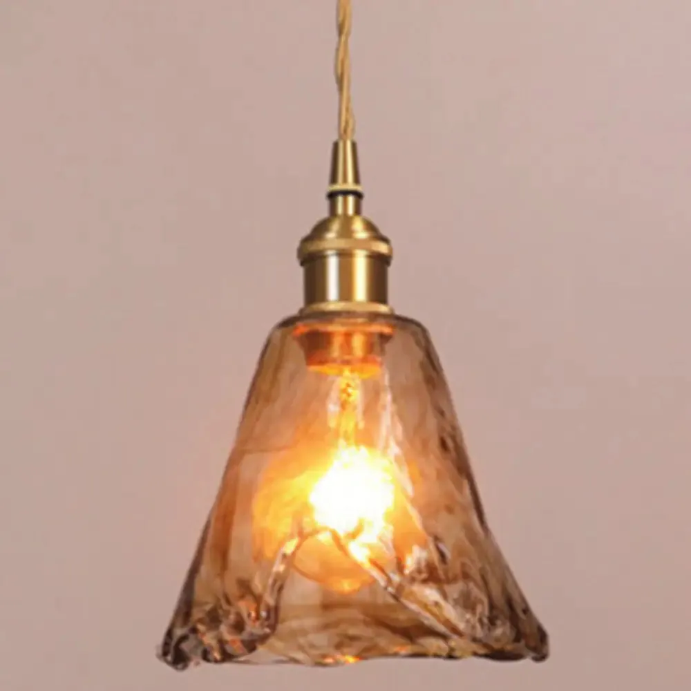 Vintage Alabaster Glass Pendant Lamp for Living Room - 1 Light Amber Pendant Lighting