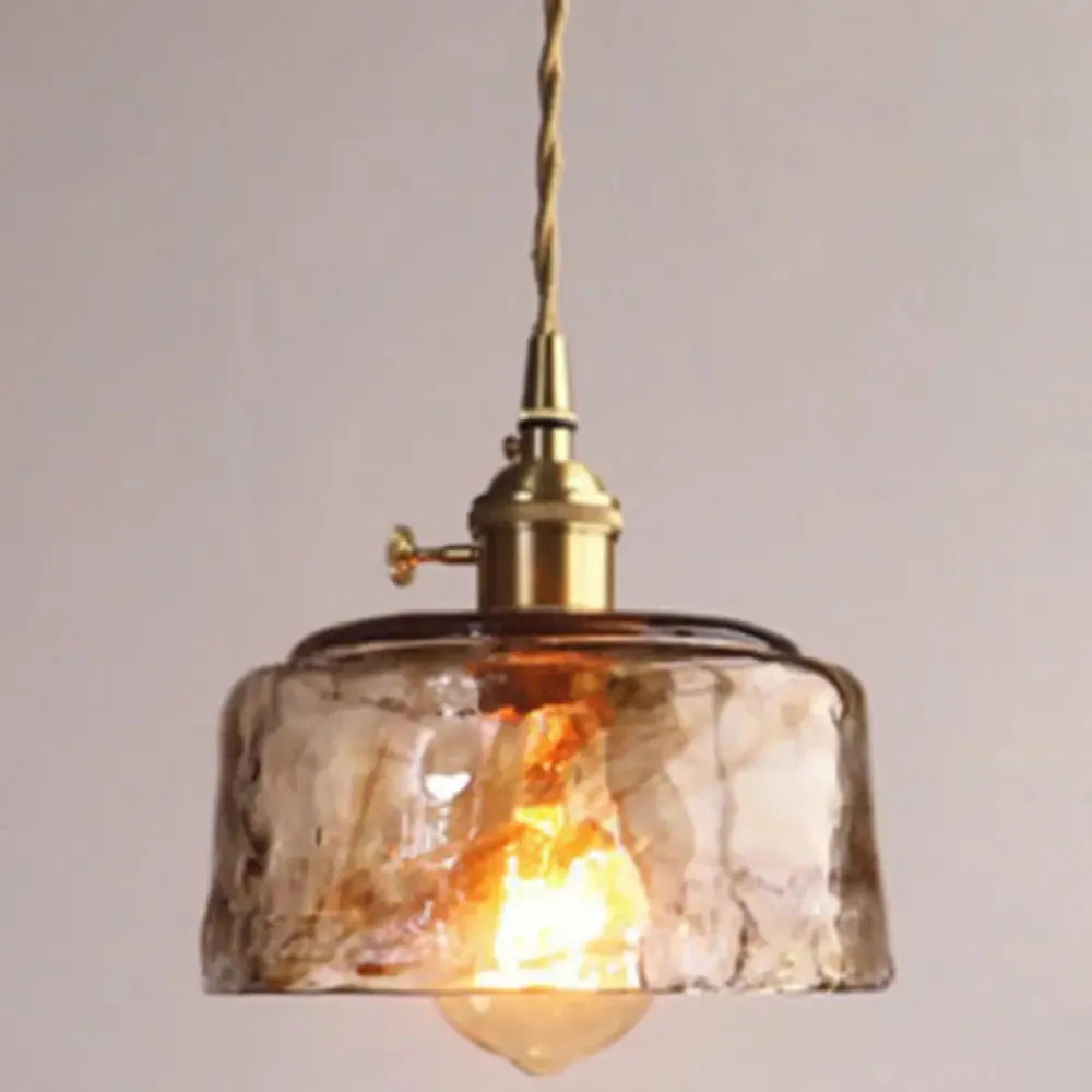 Vintage Alabaster Glass Pendant Lamp for Living Room - 1 Light Amber Pendant Lighting