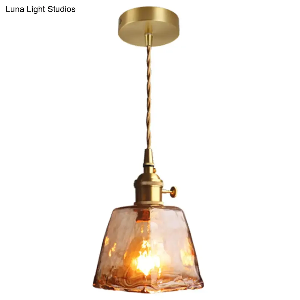 Vintage Alabaster Glass Pendant Lamp for Living Room - 1 Light Amber Pendant Lighting