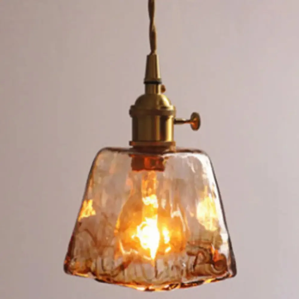 Vintage Alabaster Glass Pendant Lamp for Living Room - 1 Light Amber Pendant Lighting