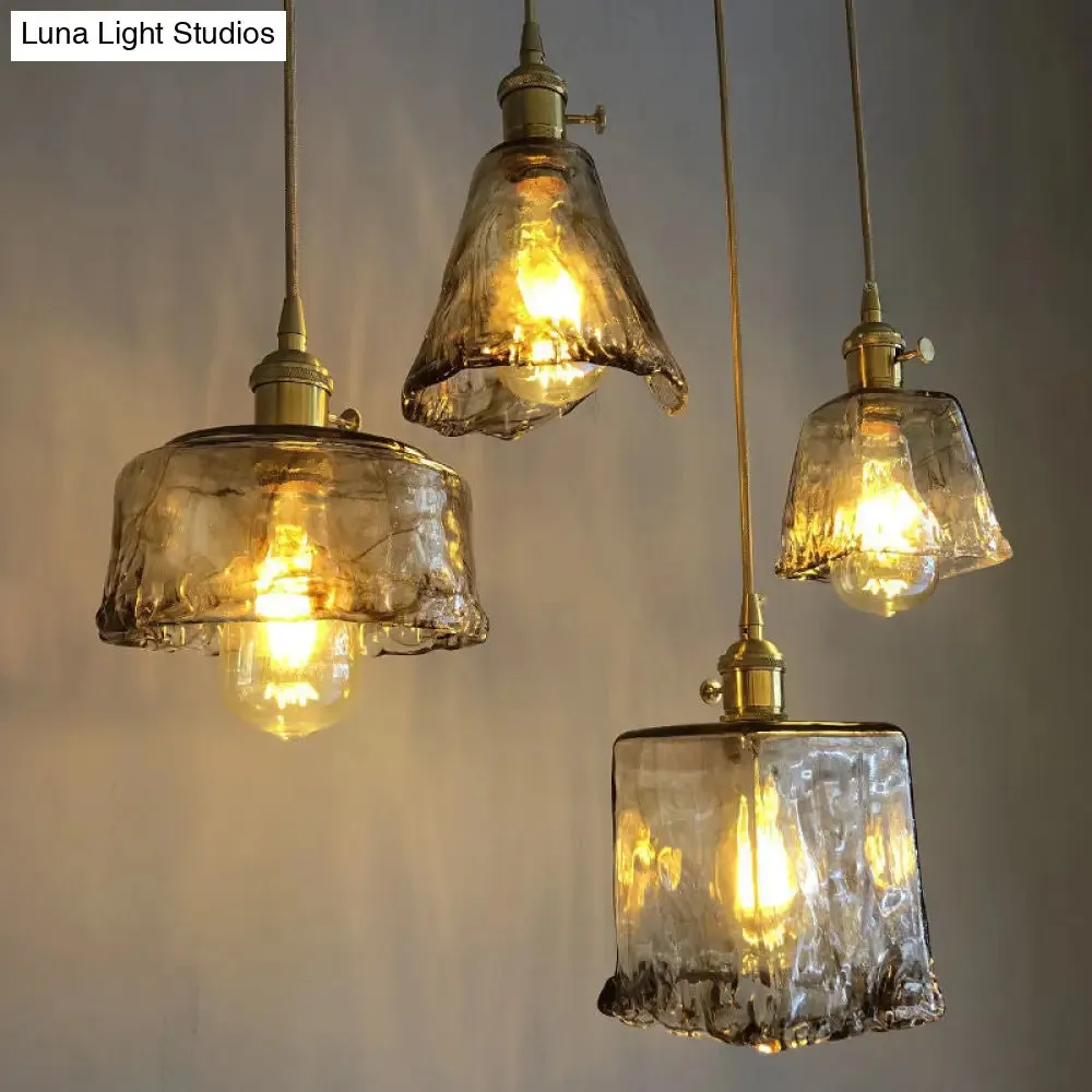 Vintage Alabaster Glass Pendant Lamp for Living Room - 1 Light Amber Pendant Lighting