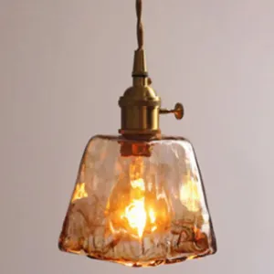 Vintage Alabaster Glass Pendant Lamp for Living Room - 1 Light Amber Pendant Lighting