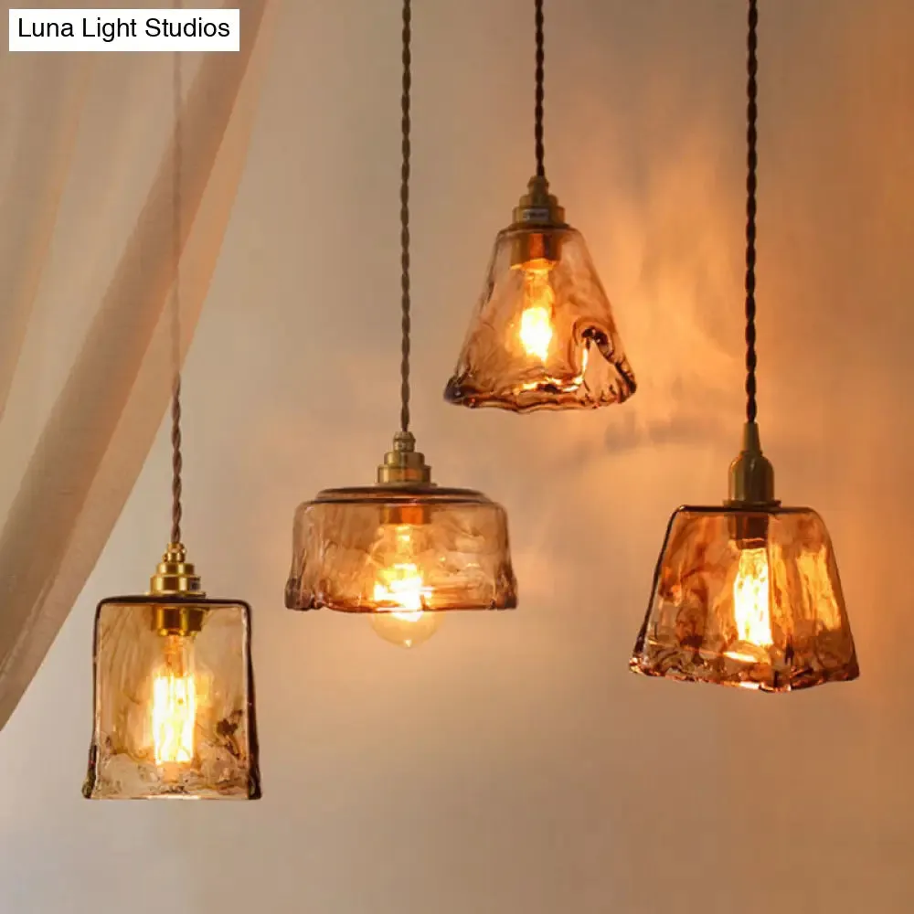 Vintage Alabaster Glass Pendant Lamp for Living Room - 1 Light Amber Pendant Lighting