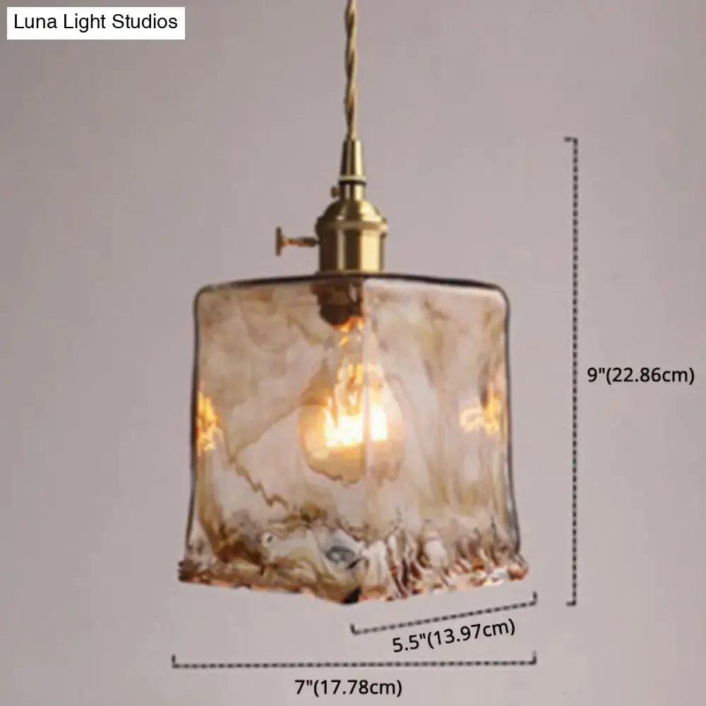 Vintage Alabaster Glass Pendant Lamp for Living Room - 1 Light Amber Pendant Lighting