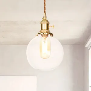 Vintage Industrial Clear Glass Orb Pendant Light with Adjustable Cord