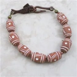 West African Terracotta Clay Handmade Bead Bracelet