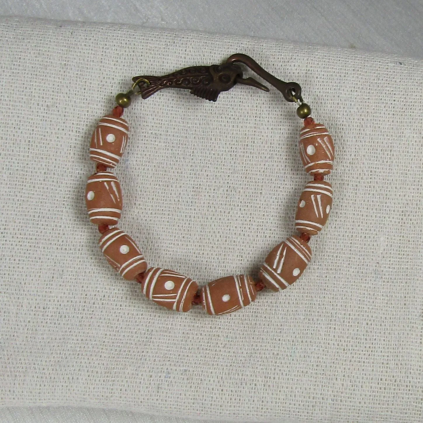 West African Terracotta Clay Handmade Bead Bracelet