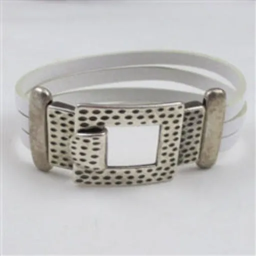 White Flat Leather Cuff Bracelet