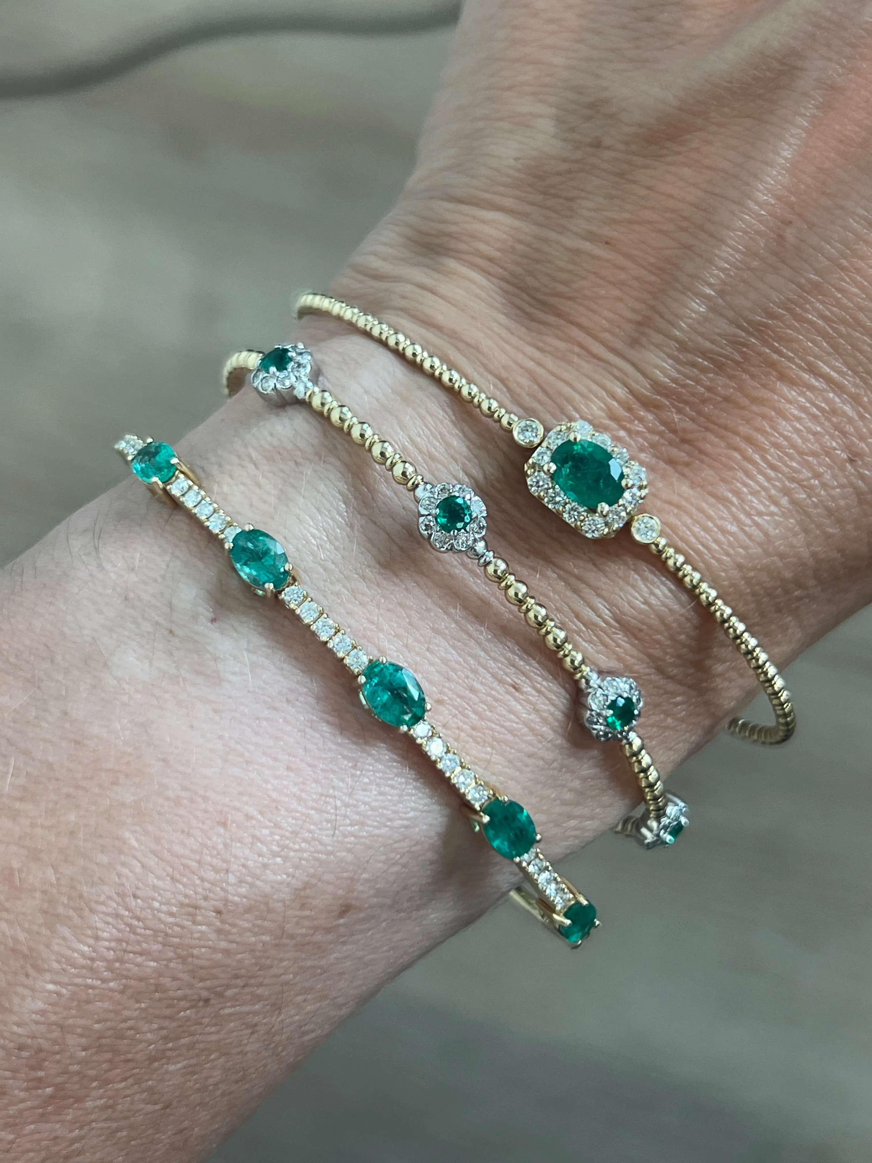 White Gold Emerald Bangle