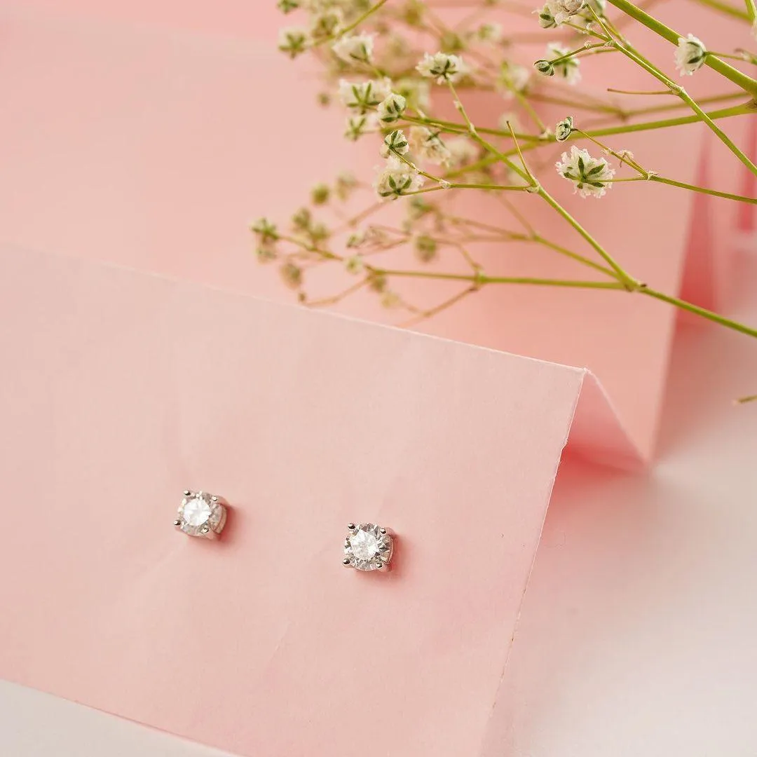 White Moissanite Stud Earrings