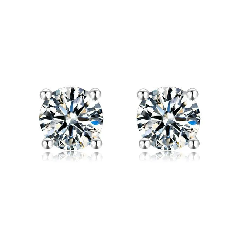 White Moissanite Stud Earrings