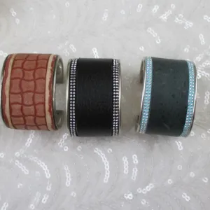 Wide Leather Cuff Bangle Bracelet