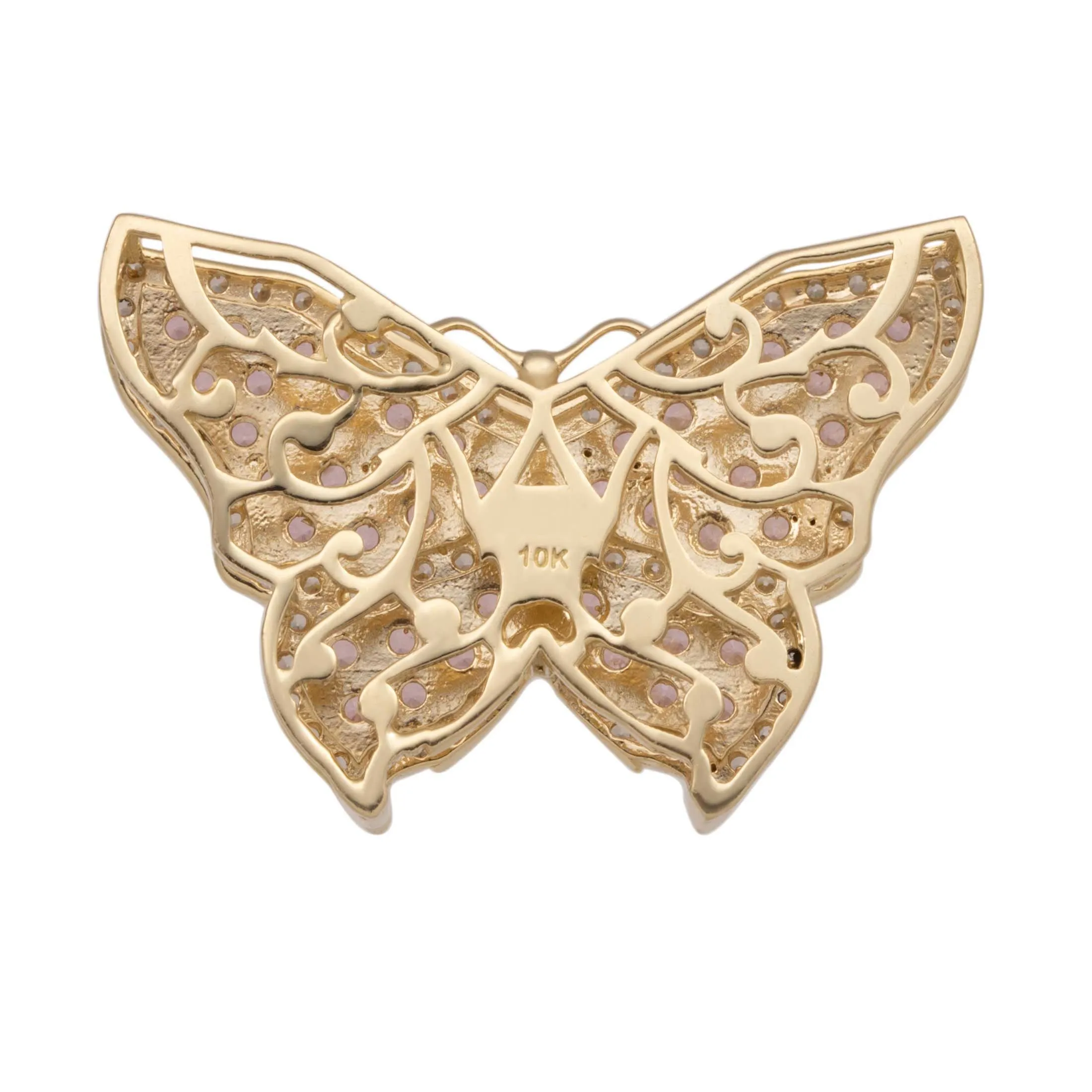 Women's CZ Butterfly Pendant 10K Yellow Gold