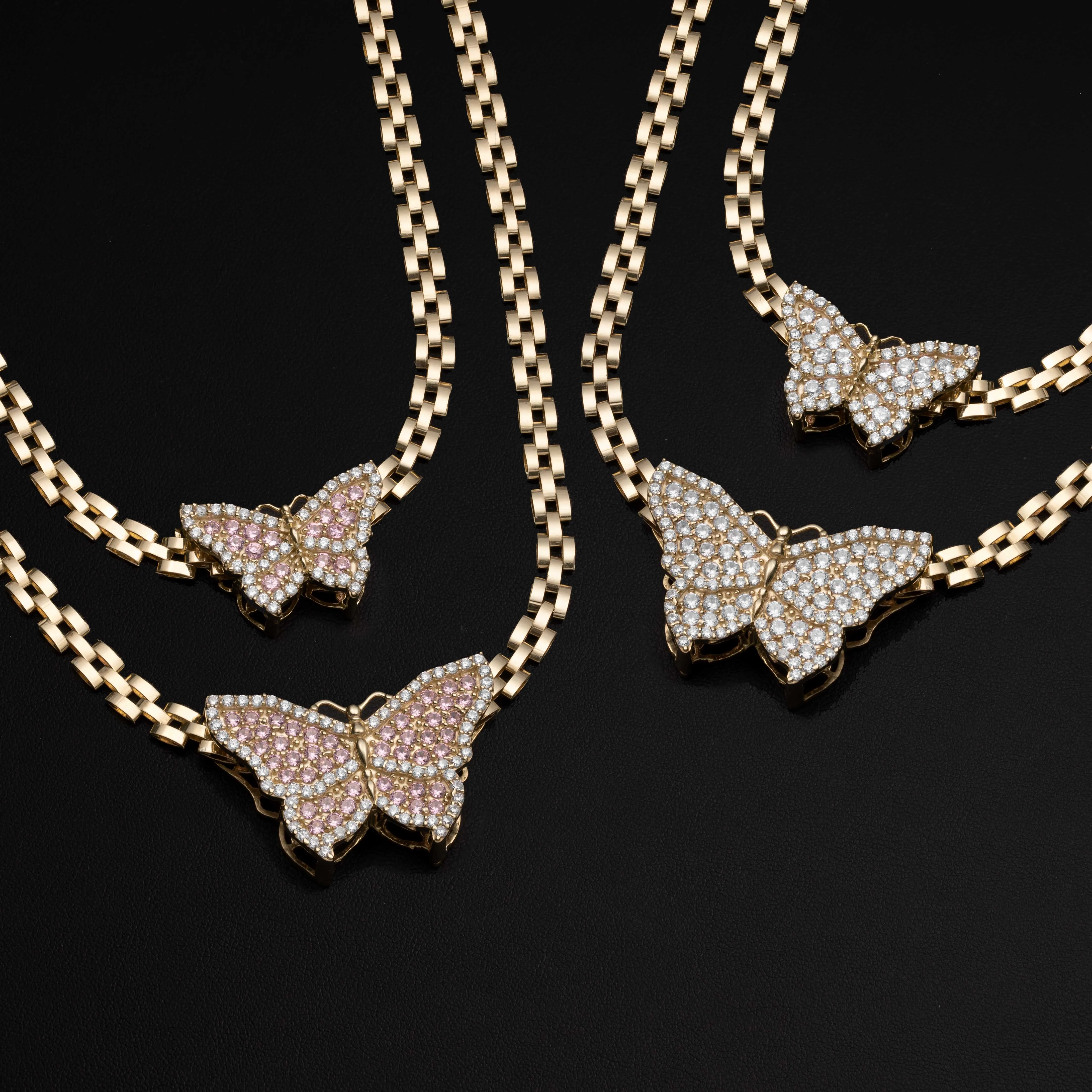 Women's CZ Butterfly Pendant 10K Yellow Gold