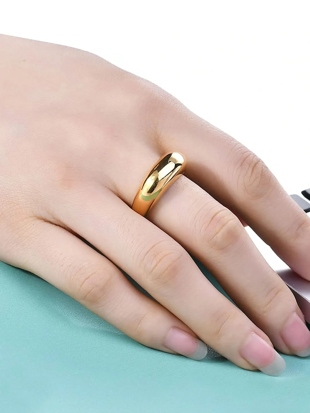 Yellow Chimes Rings for Women and Girls Fashion Band Style Rings Stainless Steel Gold Plated Finger Ring for Women | Birthday Gift For Girls & Women Anniversary Gift for Wife